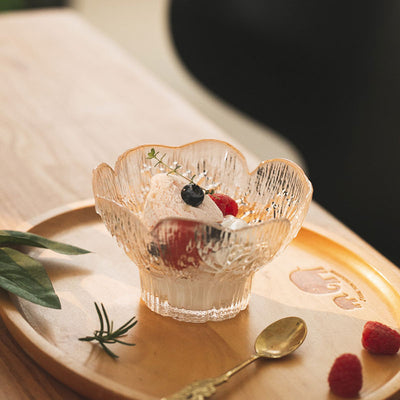 Petal Embossed Glass Dessert Bowl - HGHOM