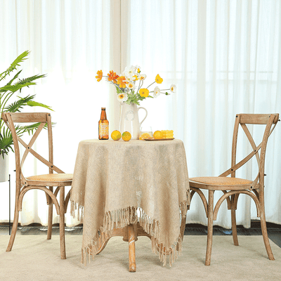 Simple Pure Color Tassel Tablecloth - HGHOM