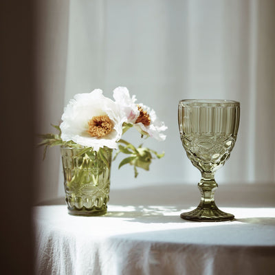 Vintage Carved Green Glass - HGHOM